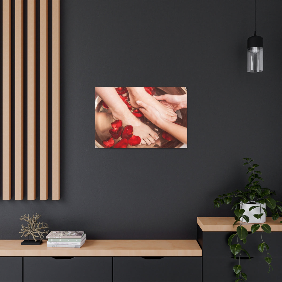 Female Feet at Spa Forest Floral Nature Photography Canvas Wall Art for Home Decor Ready-to-Hang-Express Your Love Gifts