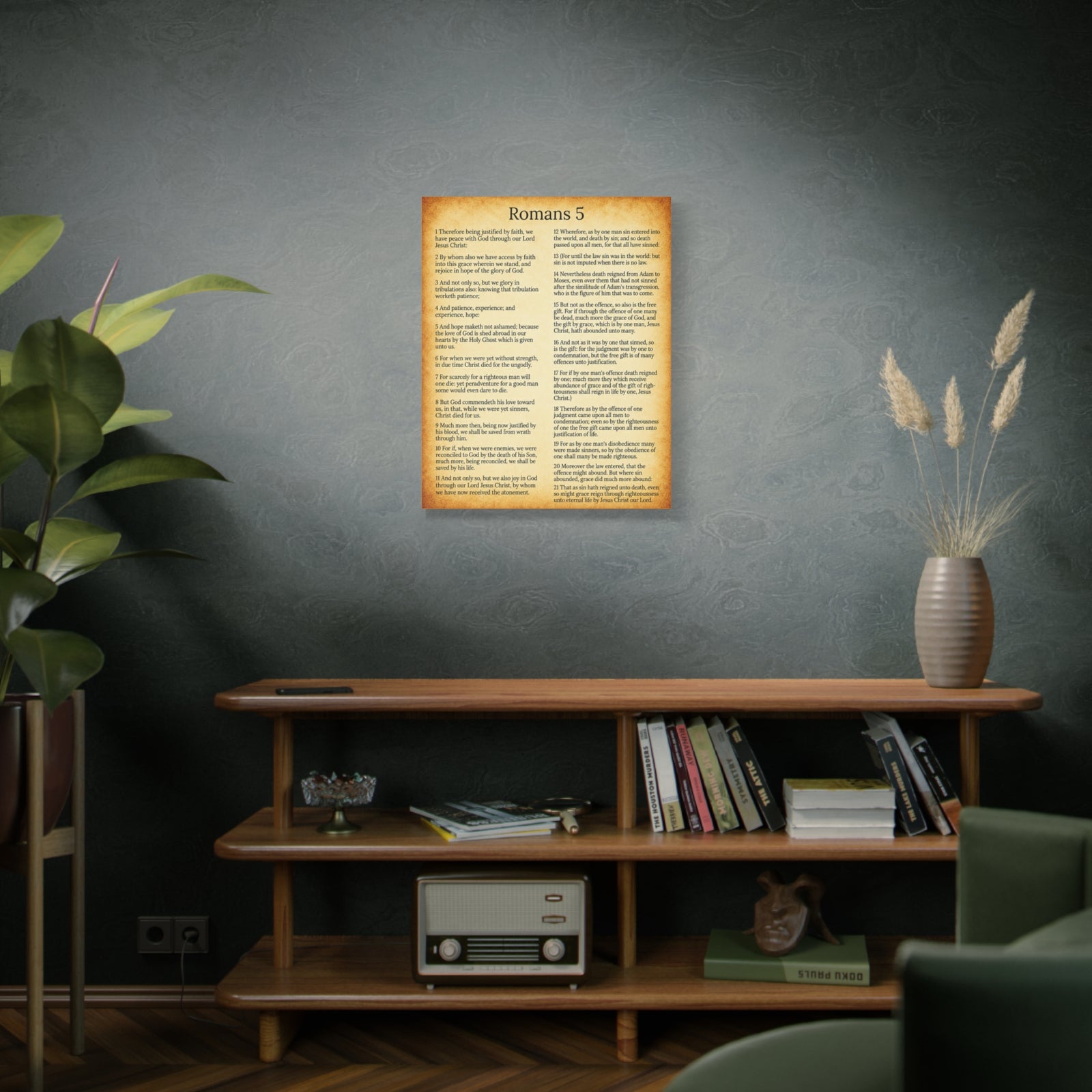 Scripture Walls Romans 5 Gold Christian Wall Art Print Ready to Hang Unframed-Express Your Love Gifts