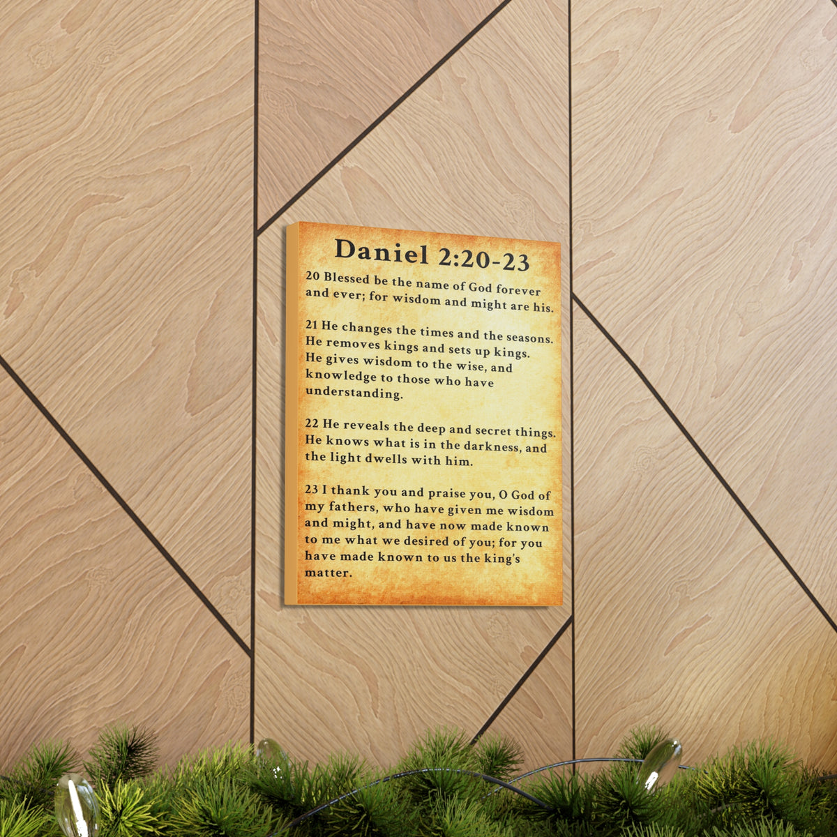 Scripture Walls Daniel 2:20-23 Daniel's Prayer of Praise Gold Bible Verse Canvas Christian Wall Art Ready to Hang Unframed-Express Your Love Gifts