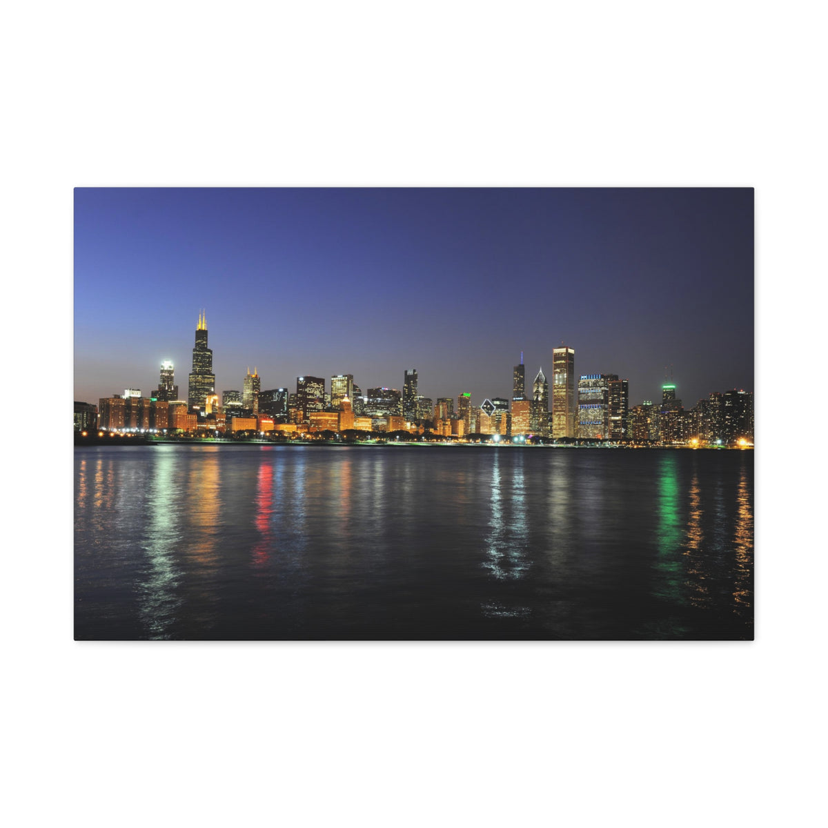 Chicago Night Skyline Canvas Artwork High-Quality Breathtaking Stunning Cityscape for Home Decor Ready to Hang-Express Your Love Gifts