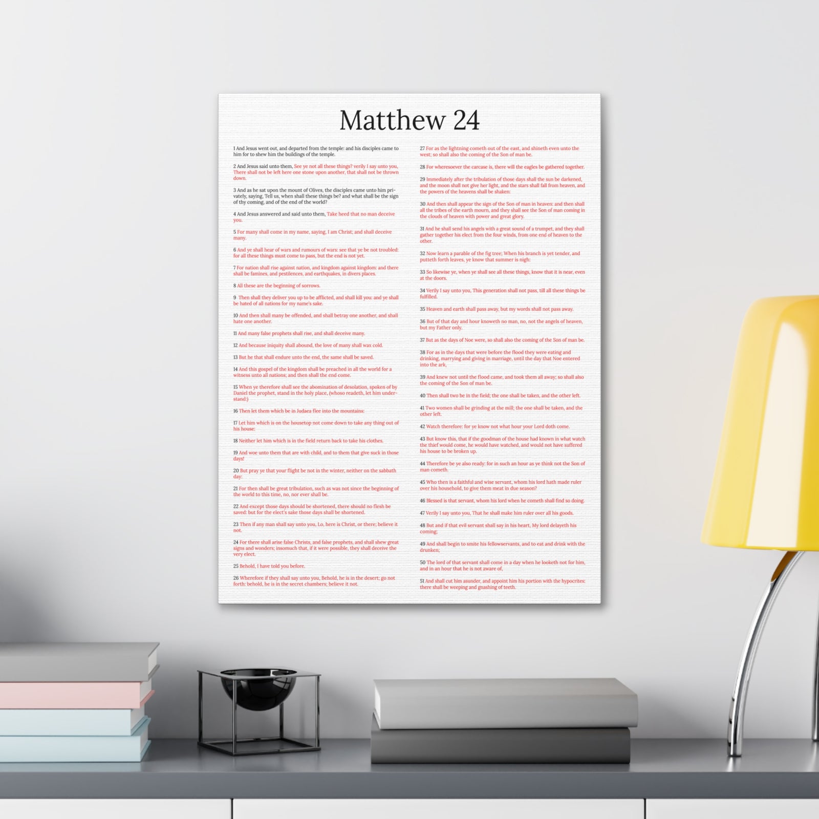 Scripture Walls Matthew 24 Chapter Christ Words in Red Christian Wall Art Print Ready to Hang Unframed-Express Your Love Gifts
