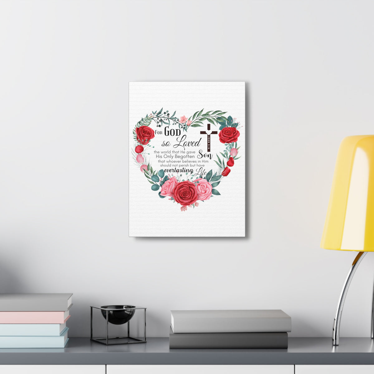 Scripture Walls John 3:16 Everlasting Life Bible Verse Canvas Christian Wall Art Ready to Hang Unframed-Express Your Love Gifts