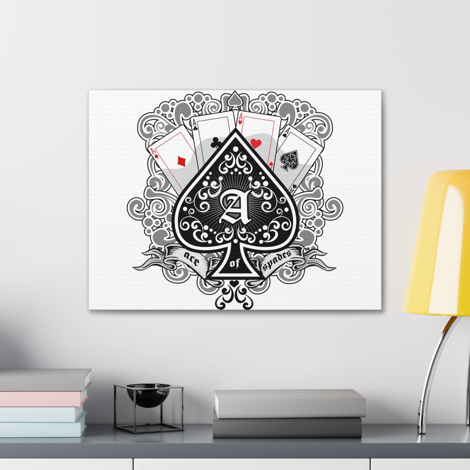 Gothic Coat Of Arms Ace Of Spades Playing Card Canvas Wall Art for Home Decor Ready-to-Hang-Express Your Love Gifts