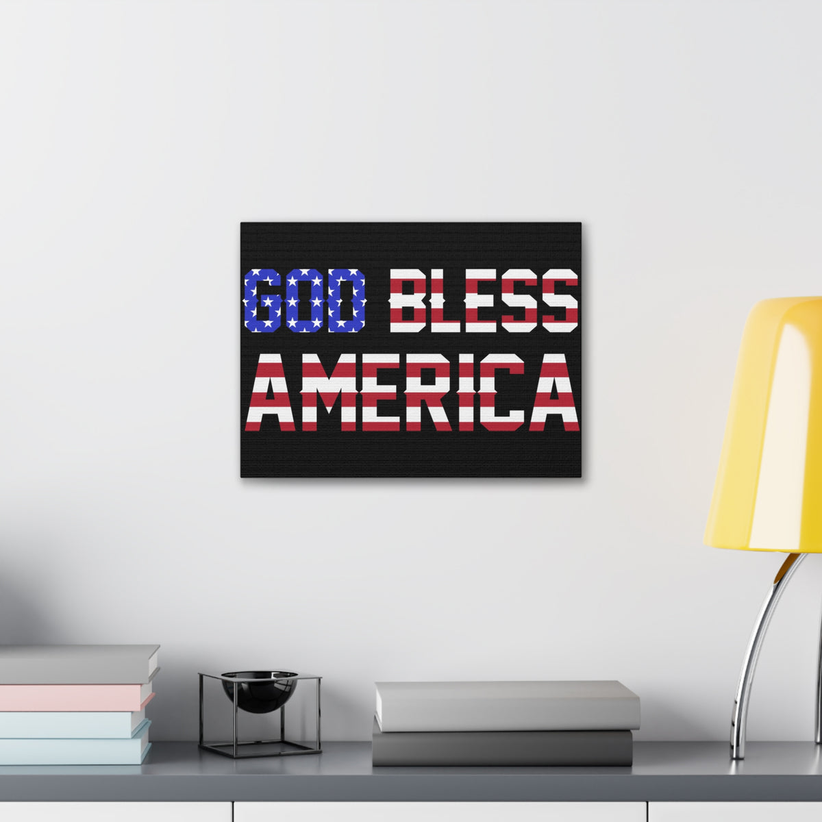 God Bless America American Flag Canvas Wall Art for Home Decor Ready-to-Hang-Express Your Love Gifts