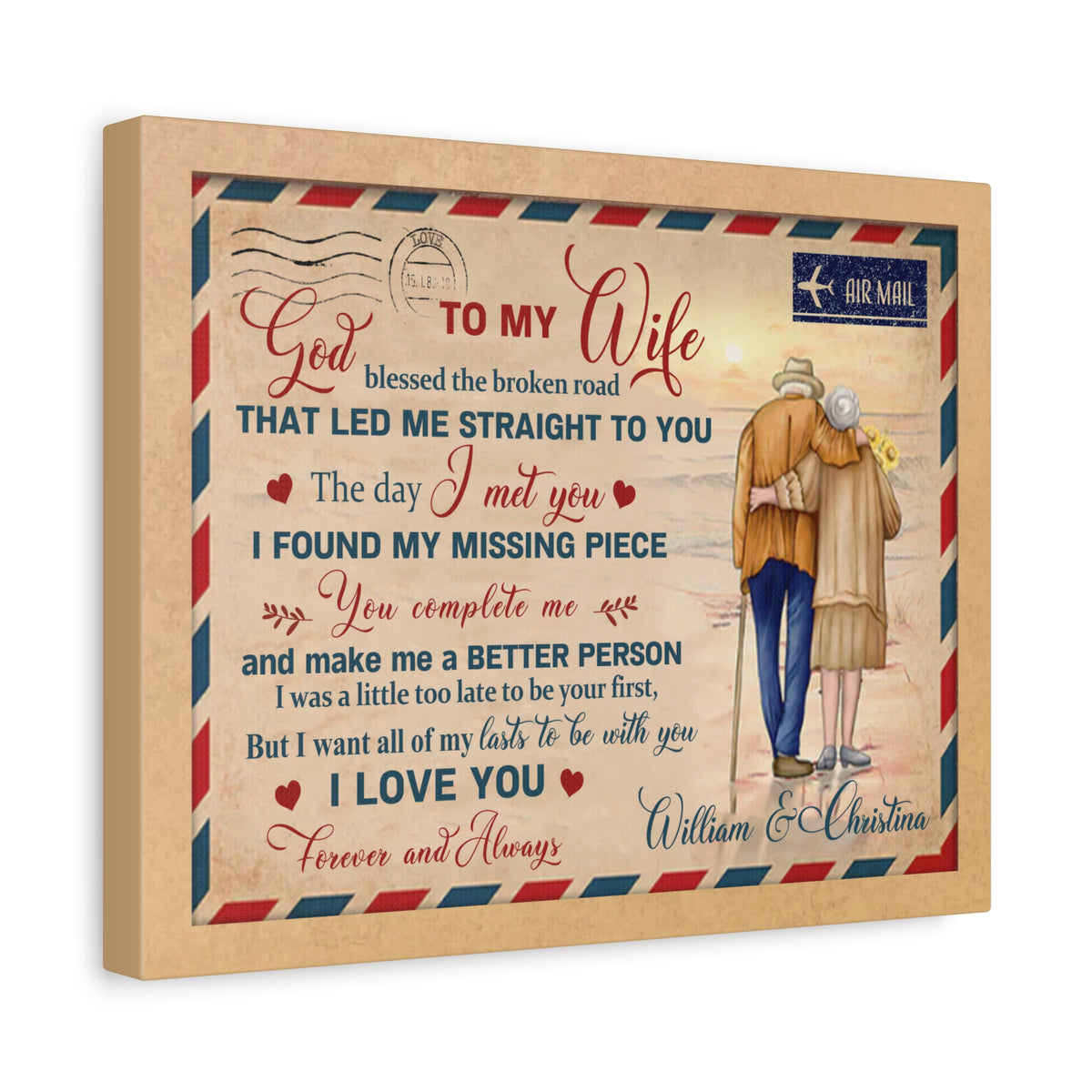 To My Wife – You Complete Me Personalized Canvas Wall Art-Express Your Love Gifts