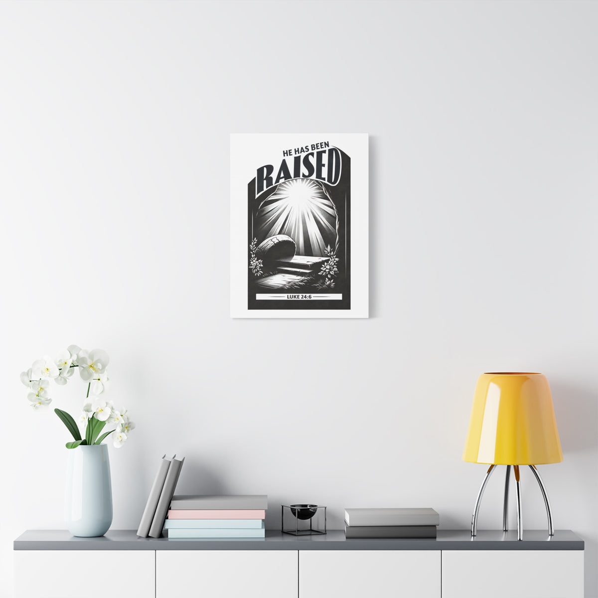 Scripture Walls Luke 24:6 He Has Been Raised Bible Verse Canvas Christian Wall Art Ready to Hang Unframed-Express Your Love Gifts