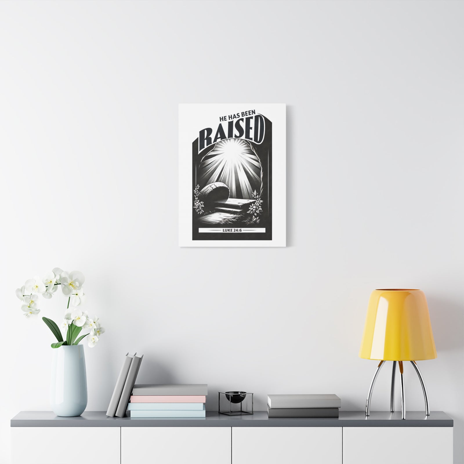 Scripture Walls Luke 24:6 He Has Been Raised Bible Verse Canvas Christian Wall Art Ready to Hang Unframed-Express Your Love Gifts