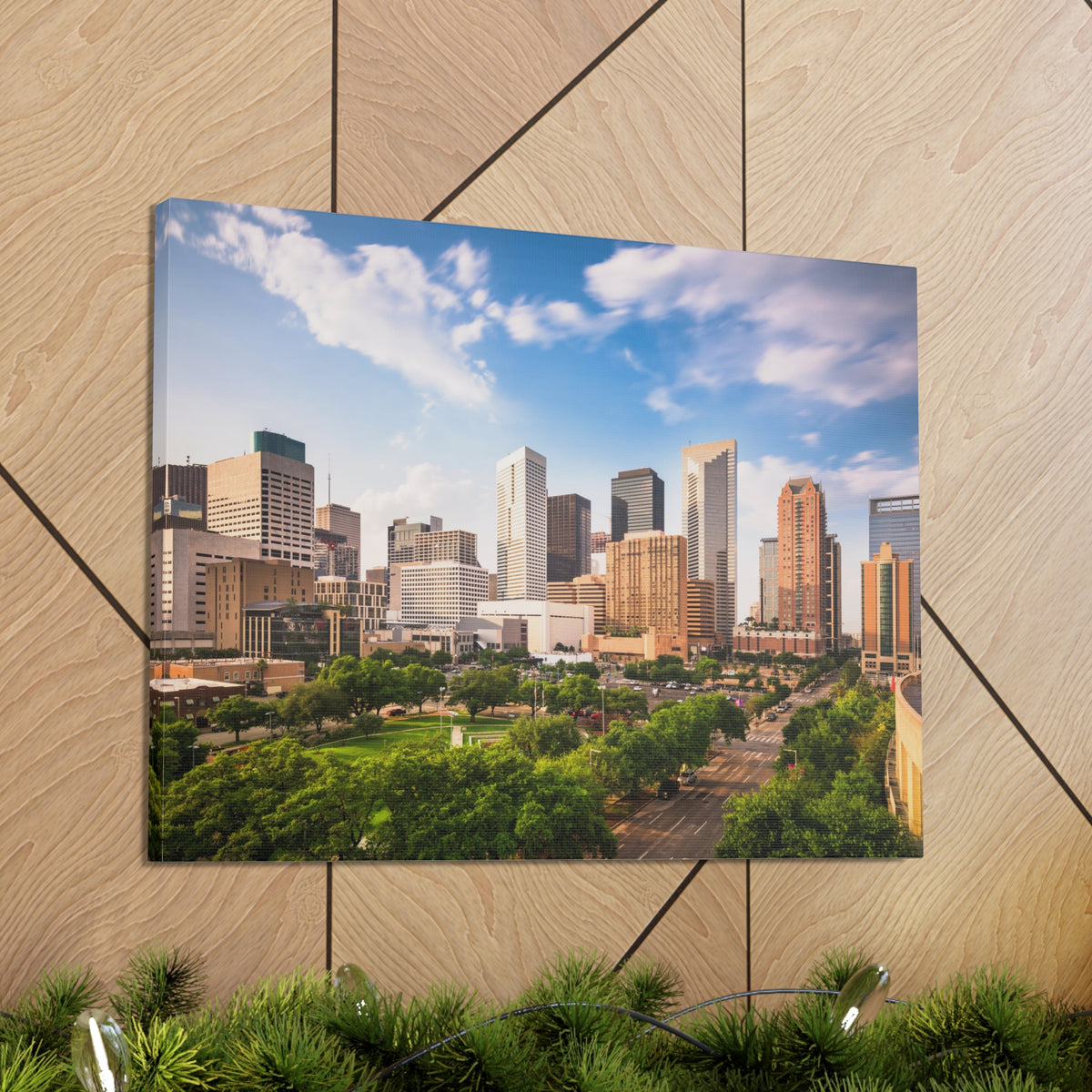 Houston Daytime Skyline Canvas Artwork High-Quality Breathtaking Stunning Cityscape for Home Decor Ready to Hang-Express Your Love Gifts
