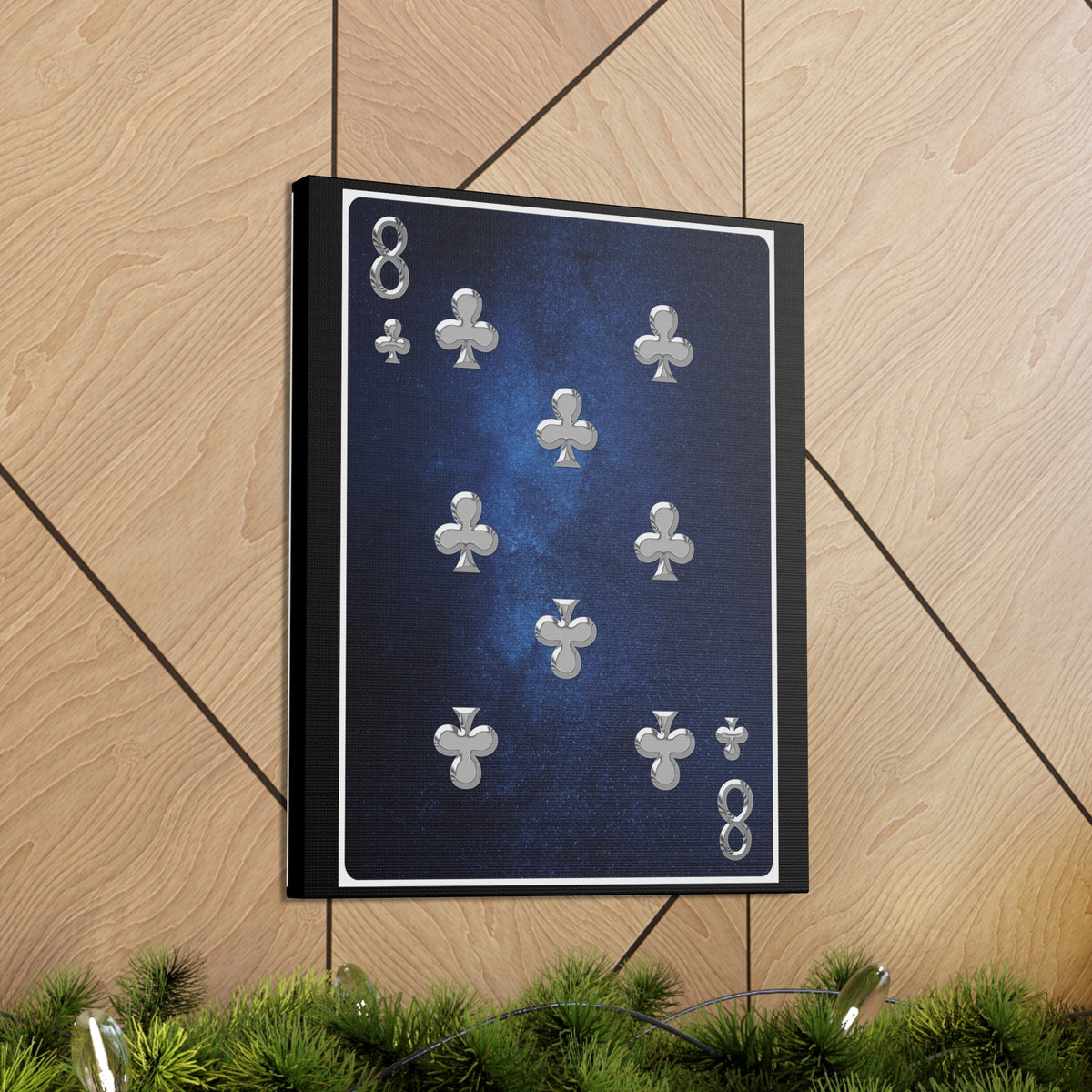 Eight Of Clubs Space Background Playing Card Canvas Wall Art for Home Decor Ready-to-Hang-Express Your Love Gifts