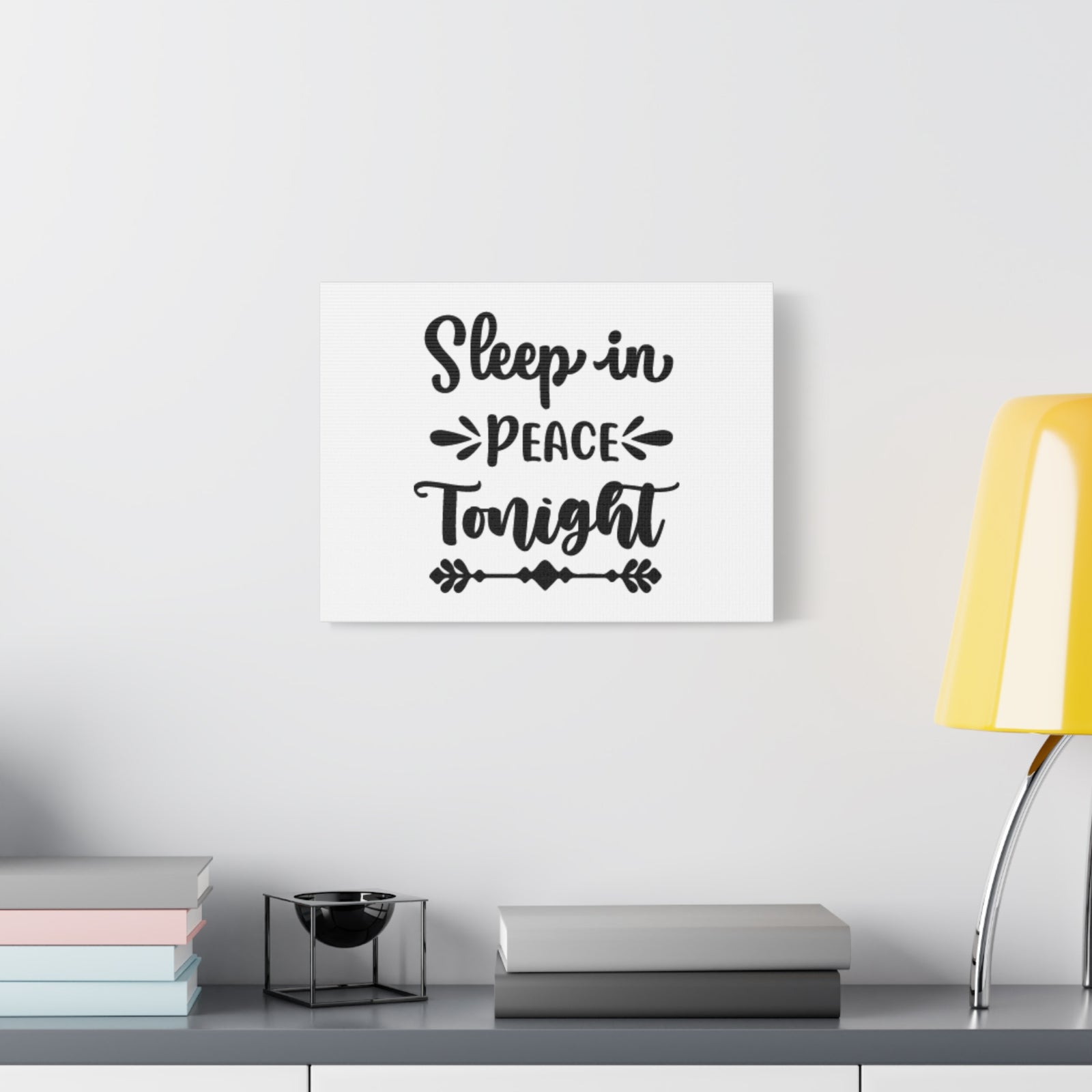 Scripture Canvas Sleep In Peace Tonight Psalm 4:8 Christian Wall Art Bible Verse Print Ready to Hang-Express Your Love Gifts