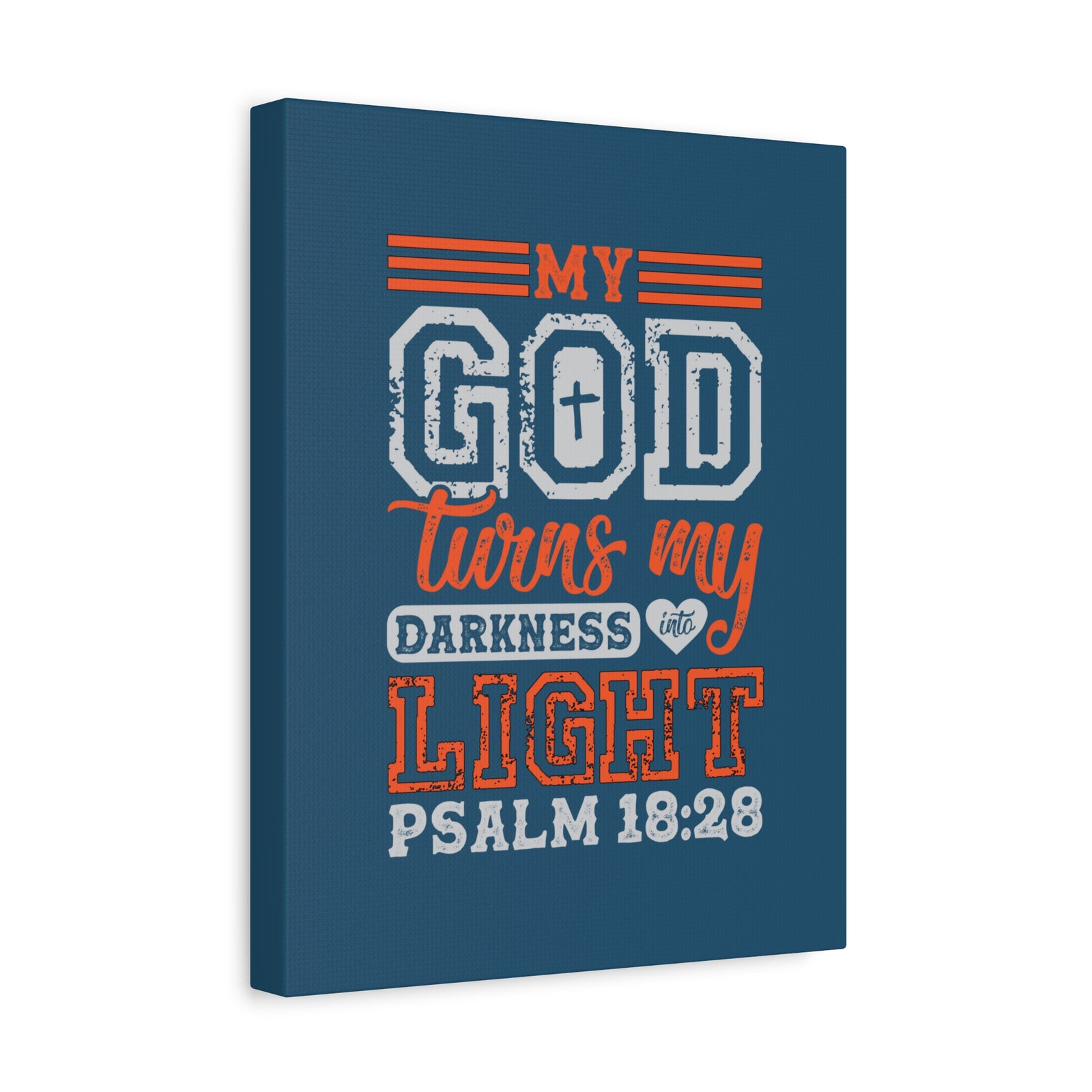 Scripture Walls My God Wins Psalm 18:28 Dark Blue Bible Verse Canvas Christian Wall Art Ready to Hang-Express Your Love Gifts