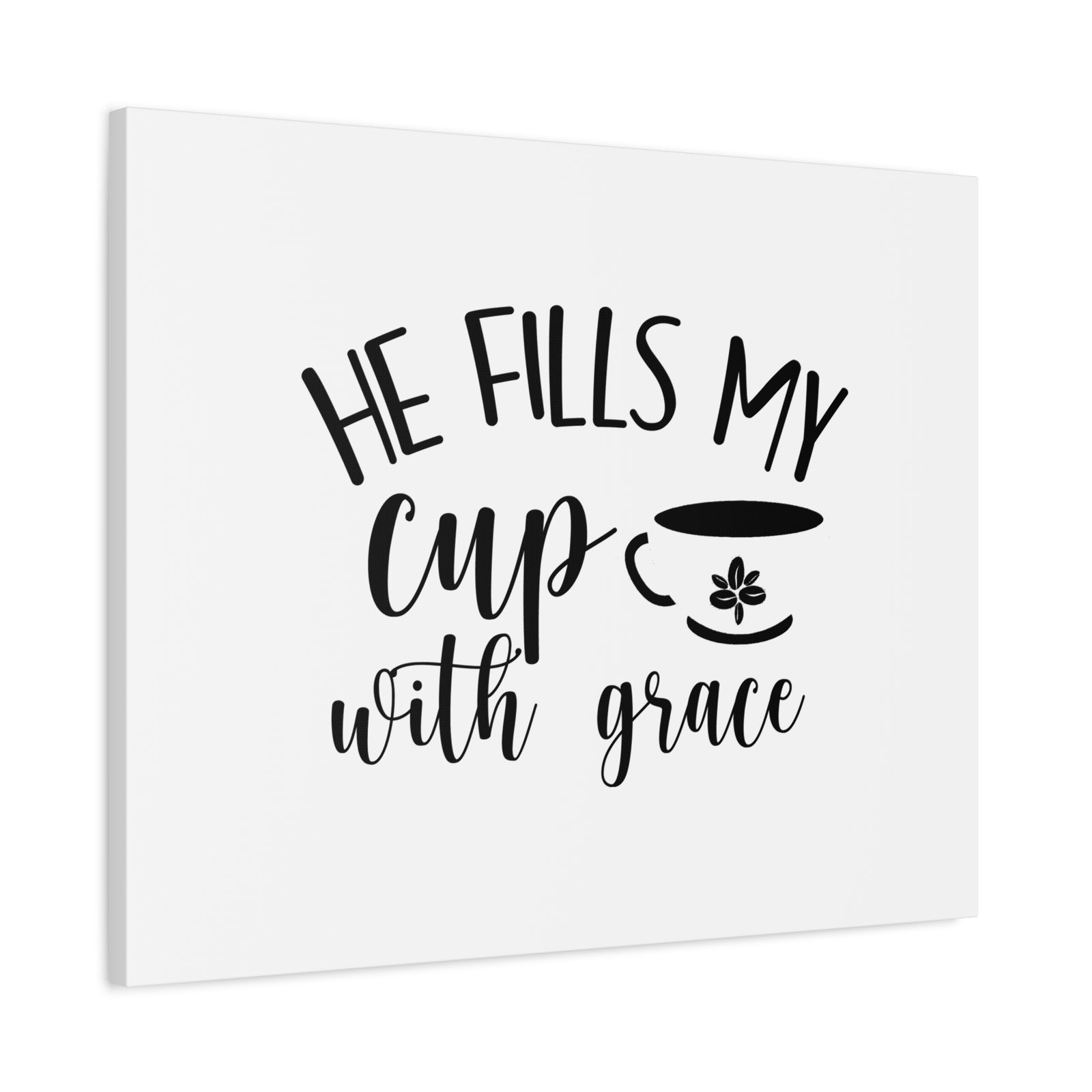 Scripture Canvas He Fills My Cup With Grace Psalm 23:5 Christian Wall Art Bible Verse Print Ready to Hang-Express Your Love Gifts