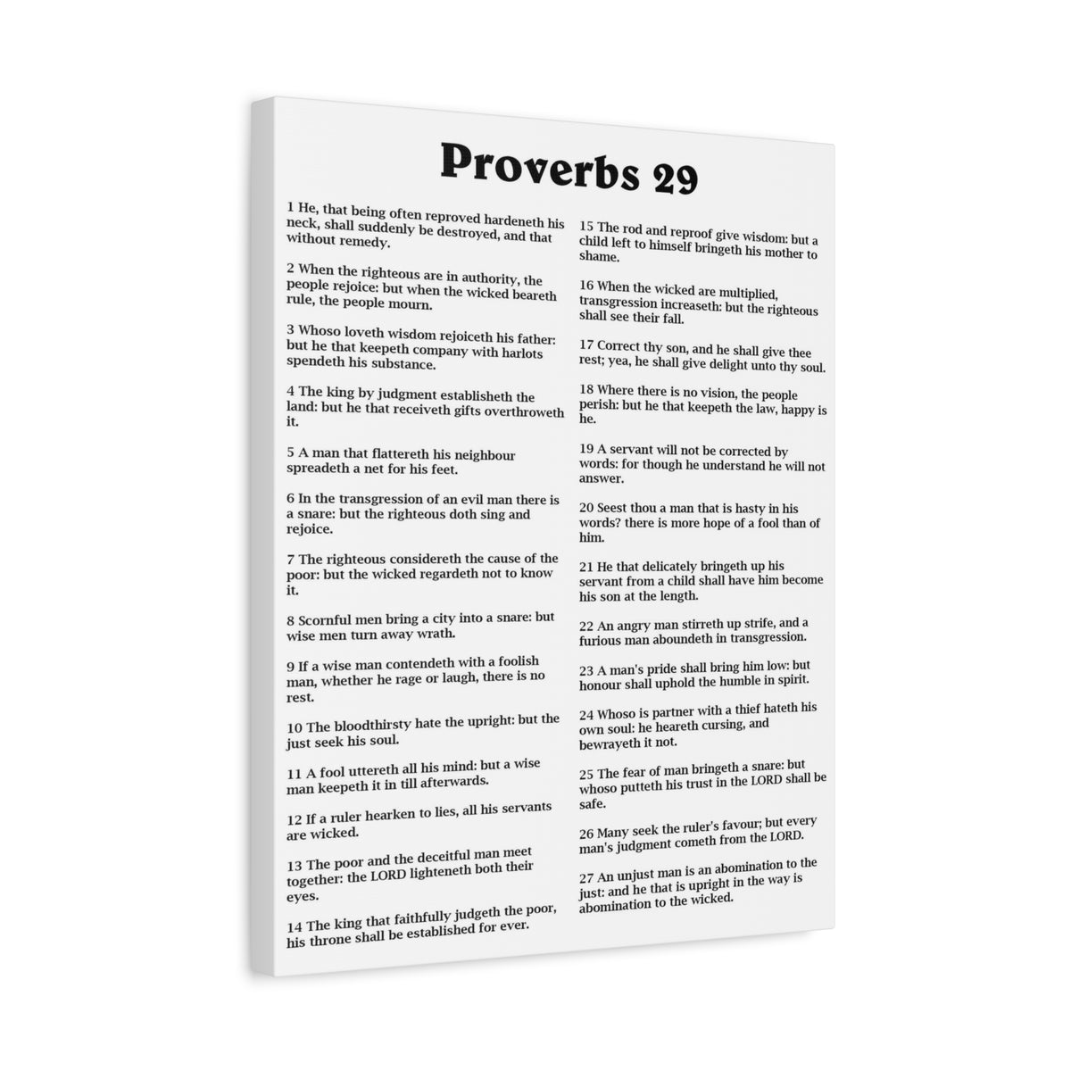 Scripture Walls Proverbs Chapter 29 White Bible Canvas Christian Wall Art Ready to Hang Unframed-Express Your Love Gifts