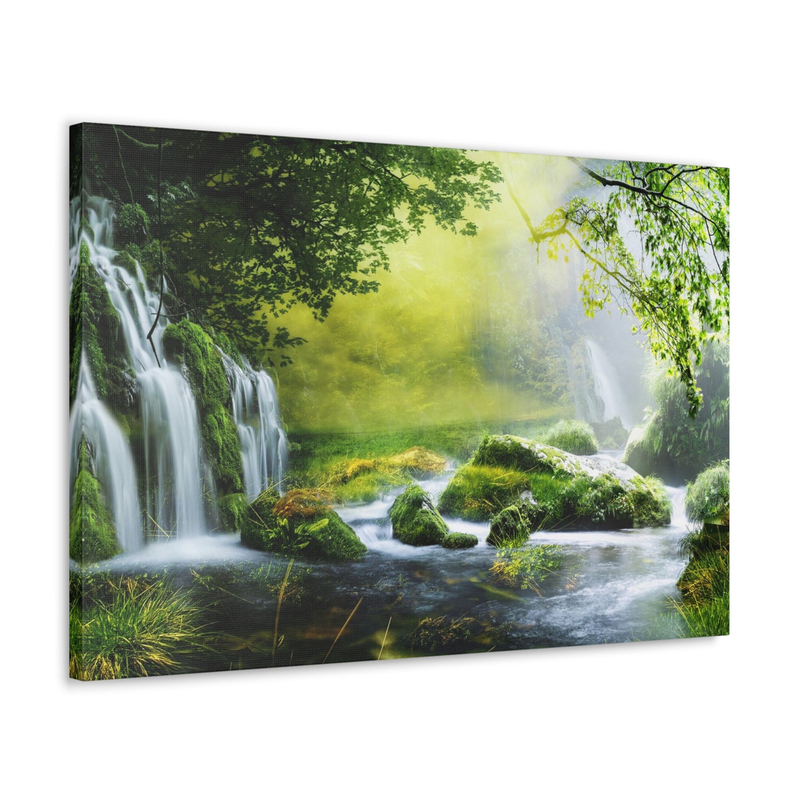 Tropical Forest Falls Nature Wilderness Photography Canvas Wall Art for Home Decor Ready-to-Hang-Express Your Love Gifts