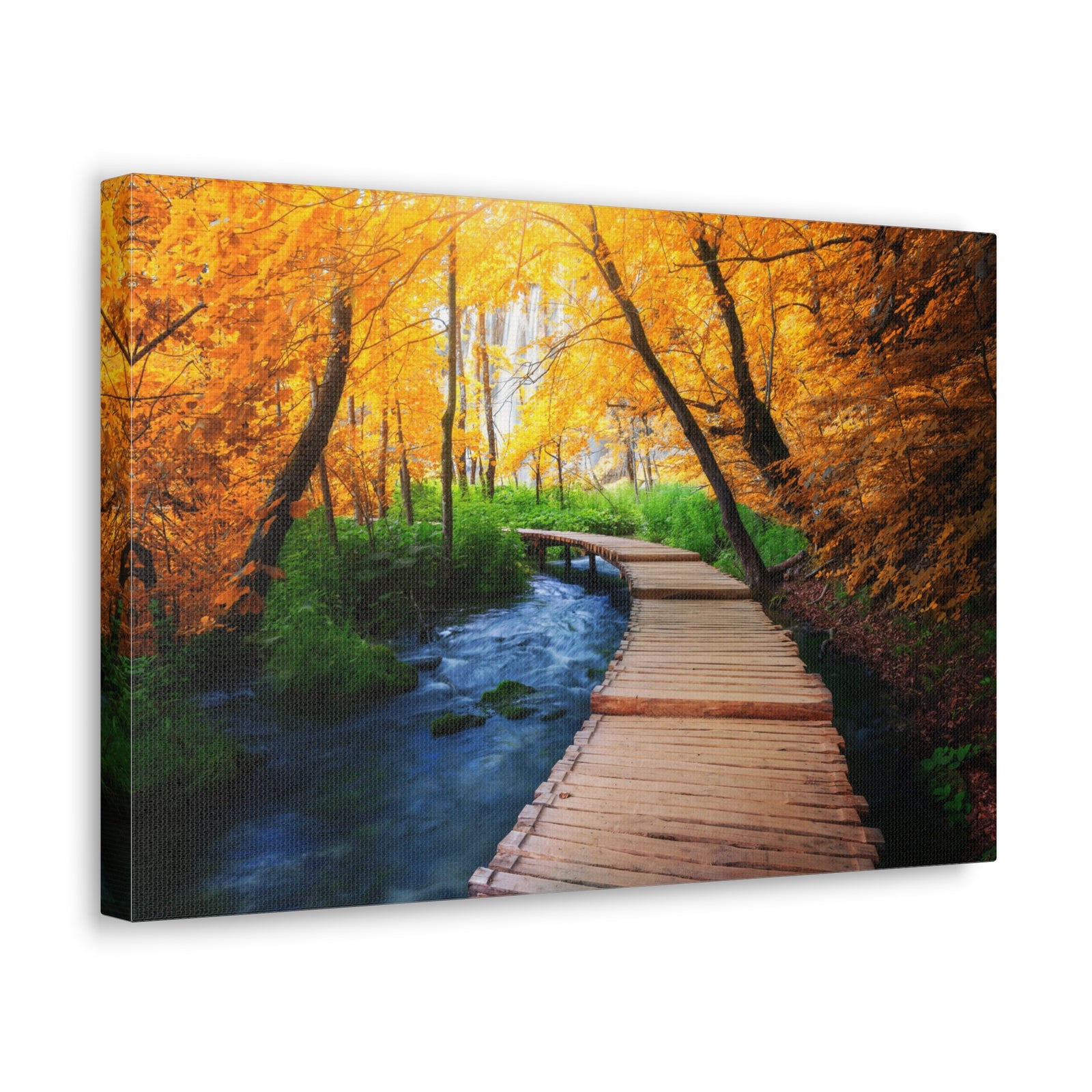 Path Autumn Orange Tree Nature Wilderness Photography Canvas Wall Art for Home Decor Ready-to-Hang-Express Your Love Gifts