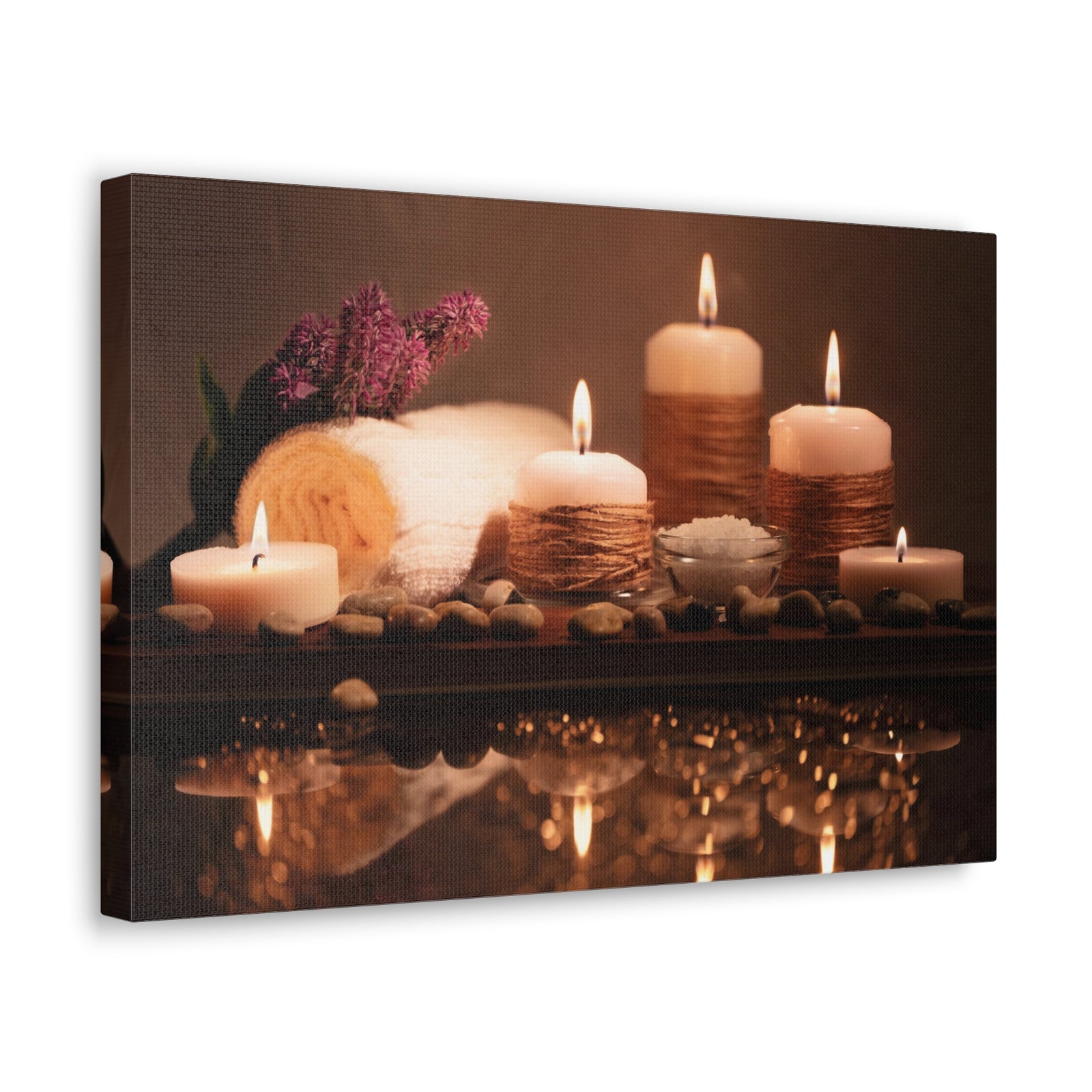Pebbles and Aromatic Candles Forest Floral Nature Photography Canvas Wall Art for Home Decor Ready-to-Hang-Express Your Love Gifts