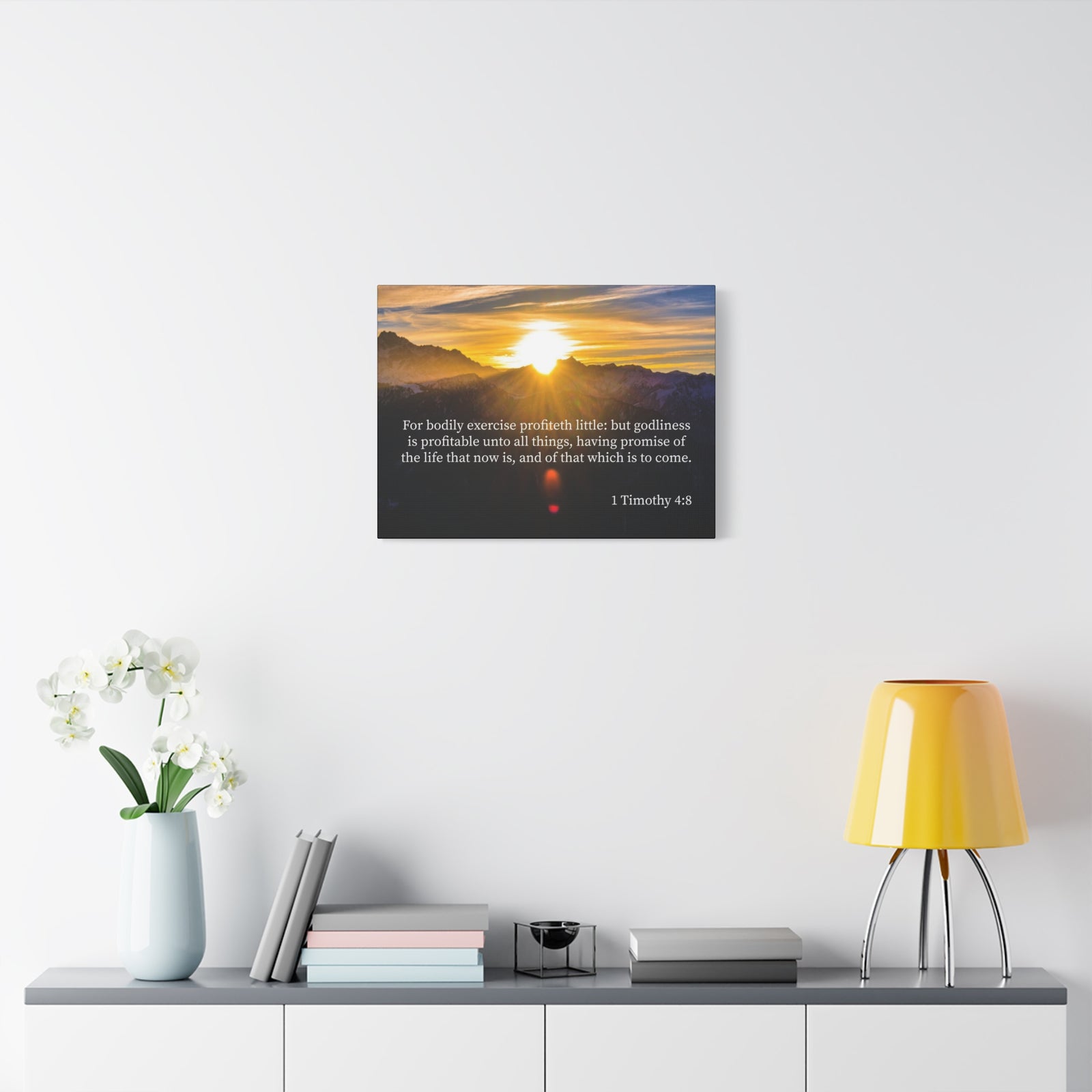 Scripture Canvas Godliness 1 Timothy 4:8 Christian Wall Art Bible Verse Print Ready to Hang-Express Your Love Gifts