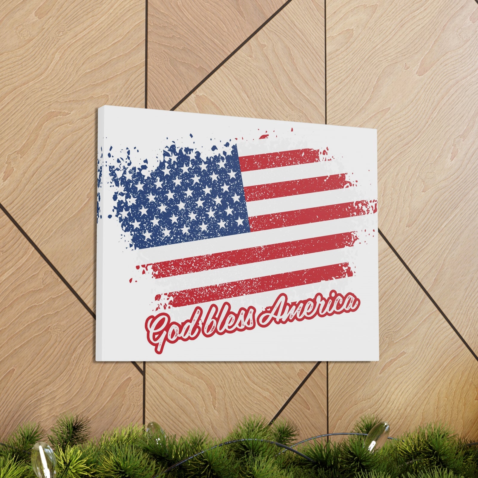 God Bless America On White Background Canvas Wall Art for Home Decor Ready-to-Hang-Express Your Love Gifts