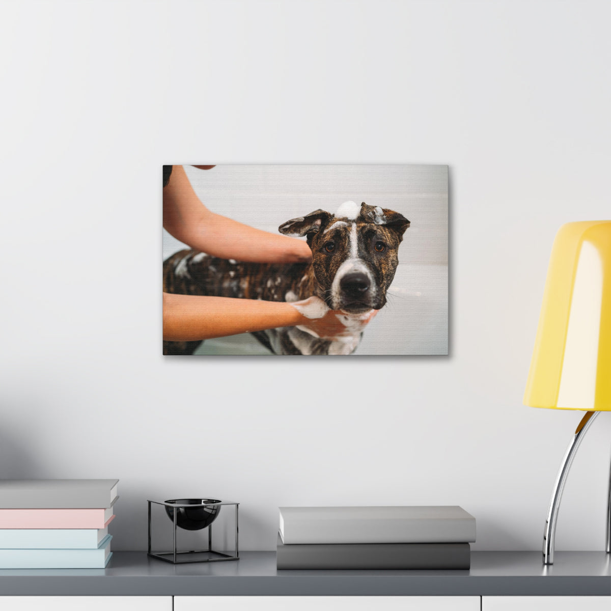 Cute American Staffordshire Terrier Bathee Canvas Wall Art for Home Decor Ready-to-Hang-Express Your Love Gifts
