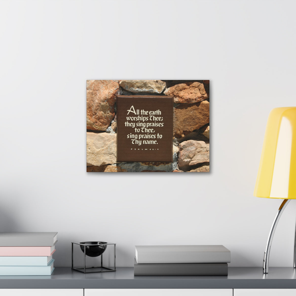 Scripture Walls Worships Thee Psalm 66:4 Bible Verse Canvas Christian Wall Art Ready to Hang-Express Your Love Gifts