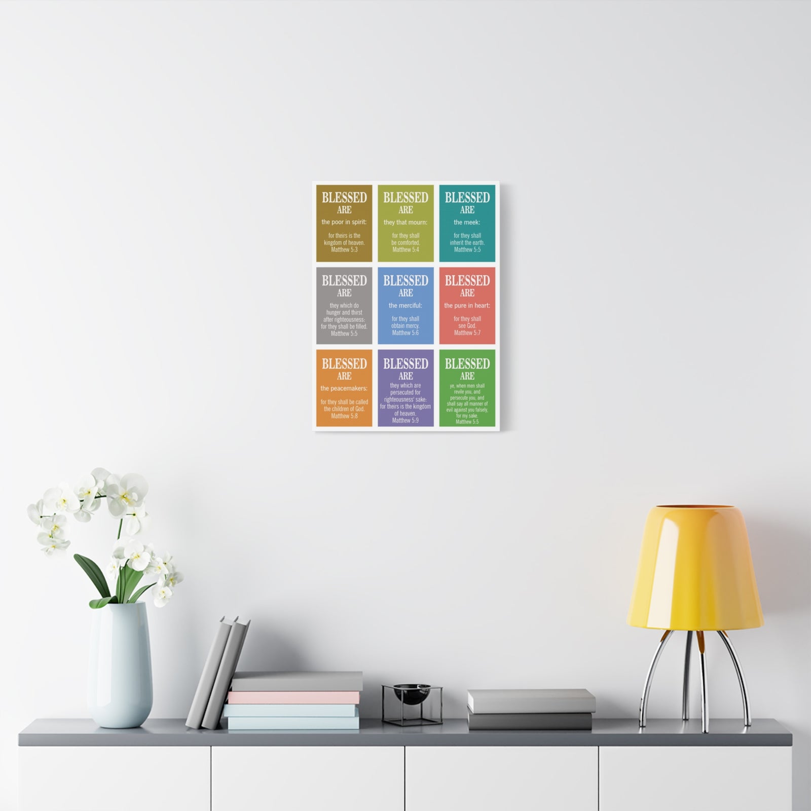 Bible Verse Canvas The Beatitudes Matthew 5:3‭-‬11 KJV Christian Home Decor Scripture Art-Express Your Love Gifts