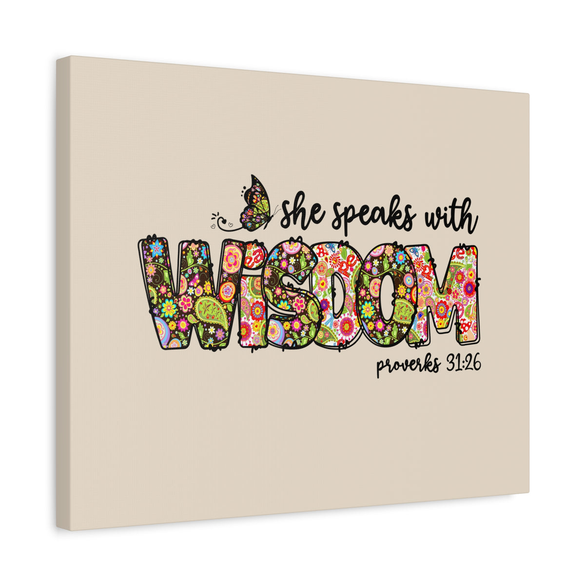 Scripture Walls She Speaks With Wisdom Proverbs 31:26 Bible Verse Canvas Christian Wall Art Ready to Hang-Express Your Love Gifts