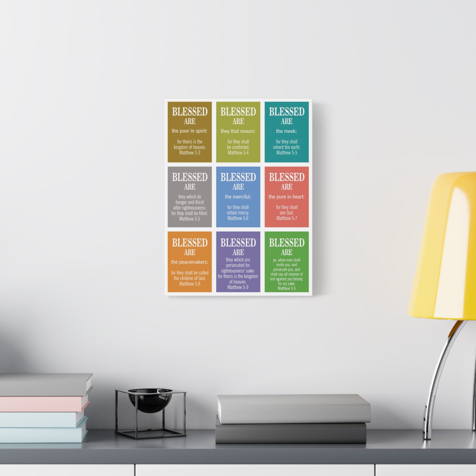 Bible Verse Canvas The Beatitudes Matthew 5:3‭-‬11 KJV Christian Home Decor Scripture Art-Express Your Love Gifts