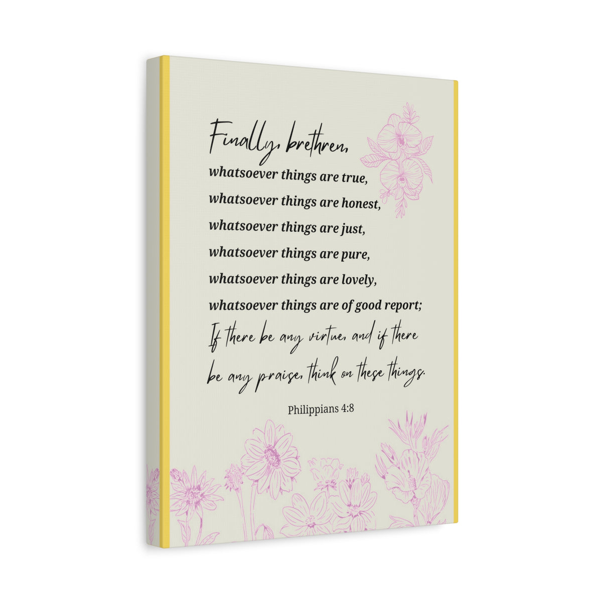 Scripture Canvas Whatsoever Things Are Philippians 4:8 Christian Wall Art Bible Verse Print Ready to Hang-Express Your Love Gifts