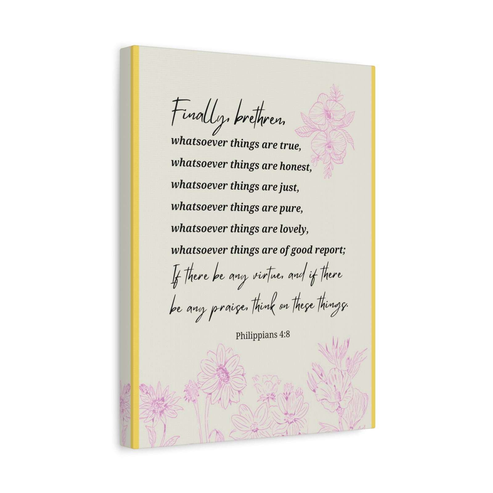 Scripture Canvas Whatsoever Things Are Philippians 4:8 Christian Wall Art Bible Verse Print Ready to Hang-Express Your Love Gifts