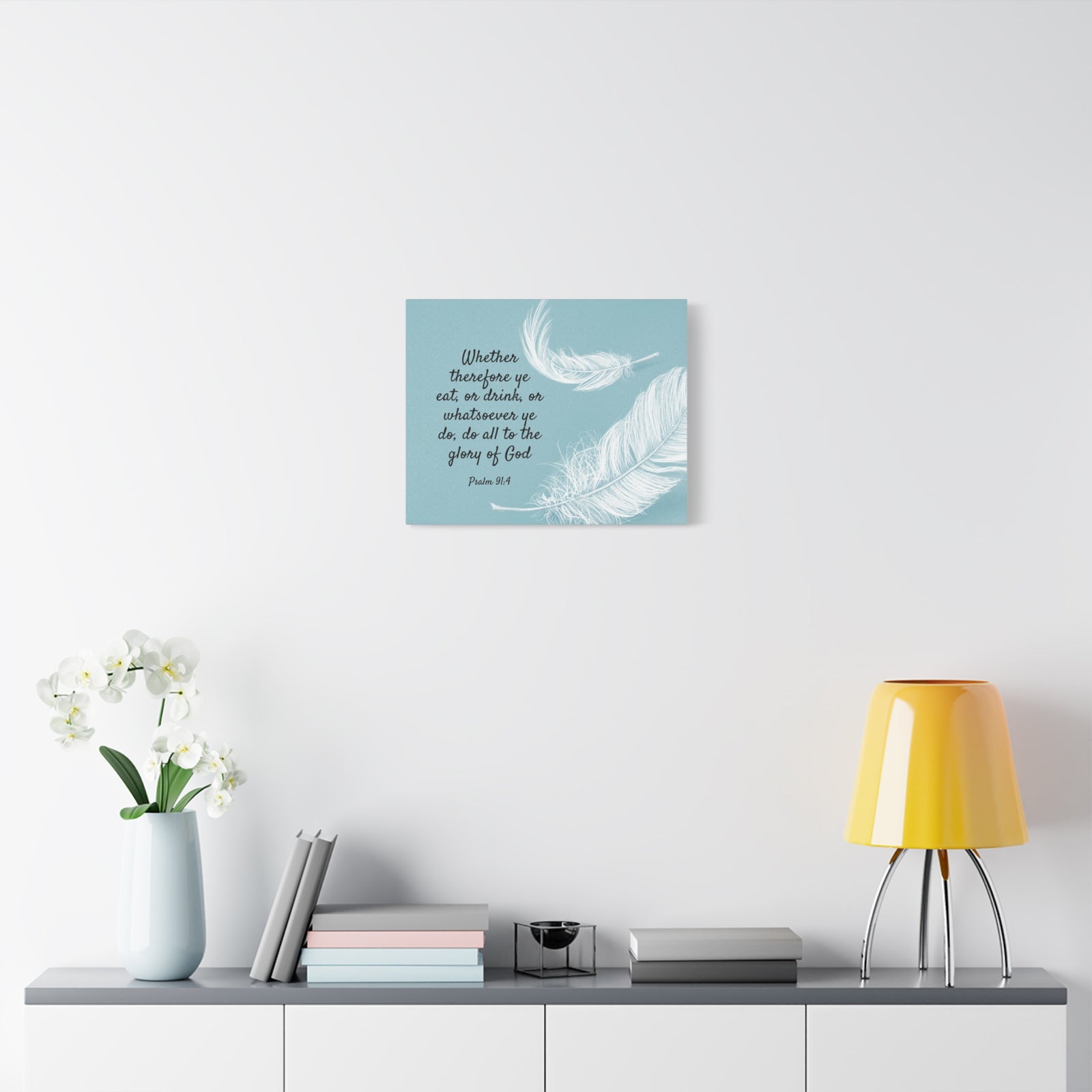 Scripture Canvas Glory Of God Psalm 91:4 Feather Christian Wall Art Bible Verse Print Ready to Hang-Express Your Love Gifts