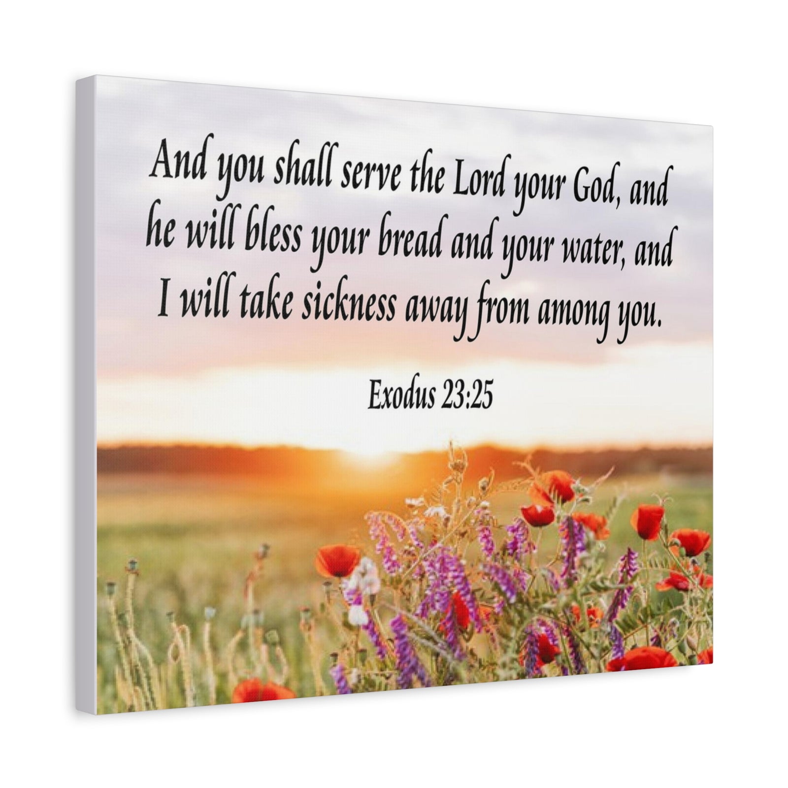 Bible Verse Canvas And You Shall Serve the Lord Exodus 23:25 Scripture Wall Art Christian Home Decor-Express Your Love Gifts