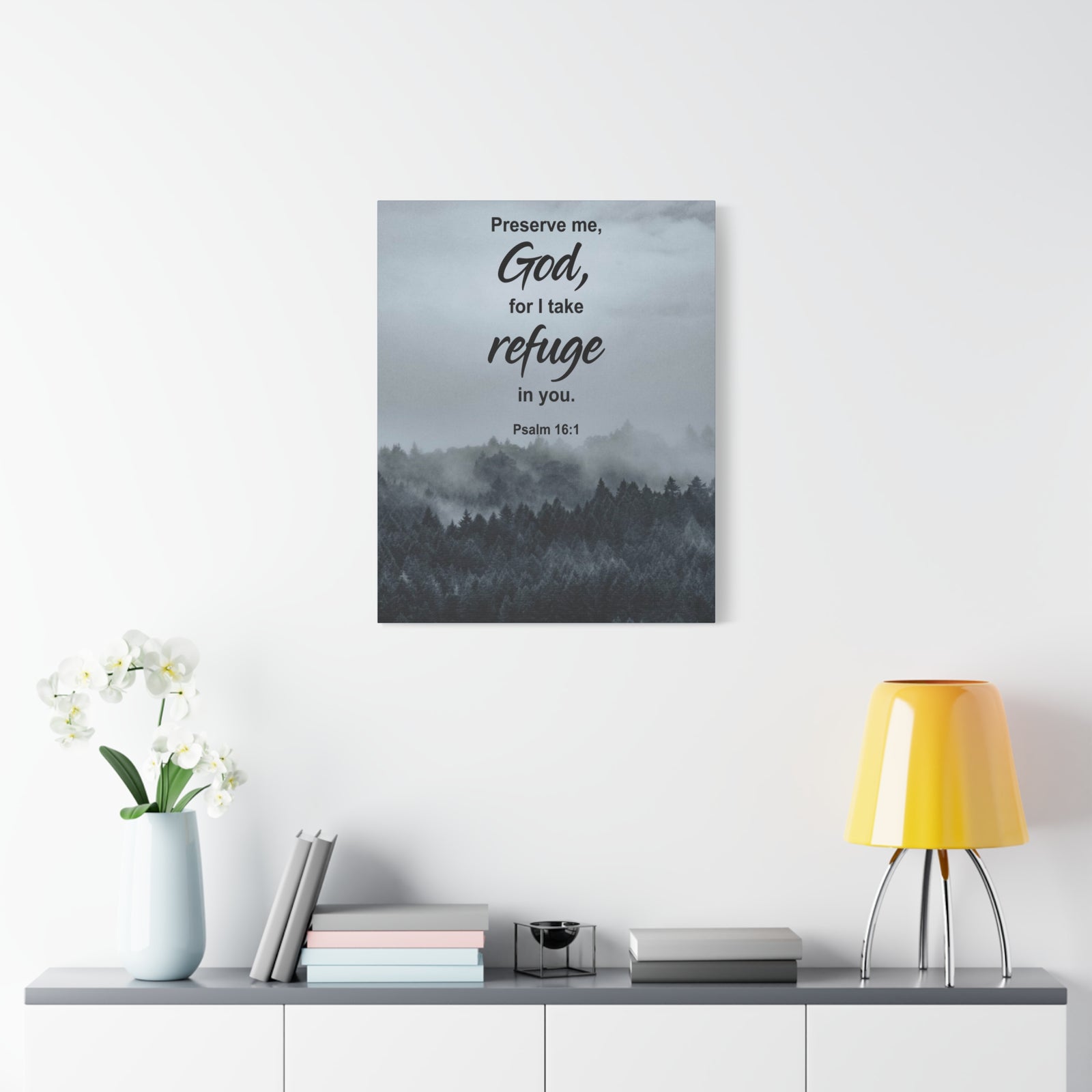 Scripture Canvas Preserve Me God Psalm 16:1 Christian Wall Art Bible Verse Print Ready to Hang-Express Your Love Gifts