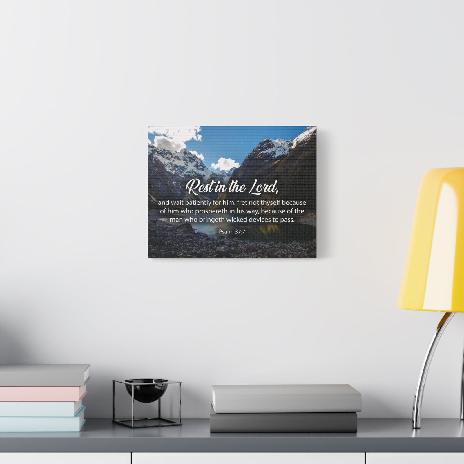 Bible Verse Canvas Rest in The Lord Psalm 37:7 Christian Home Decor Scripture Art-Express Your Love Gifts