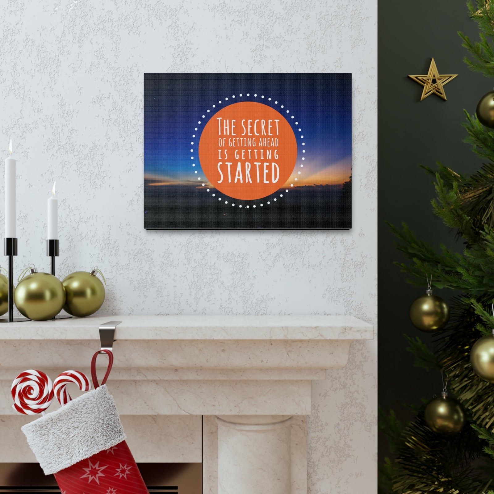 Inspirational Wall Art Secret Of Getting Ahead Motivation Wall Decor for Home Office Gym Inspiring Success Quote Print Ready to Hang-Express Your Love Gifts