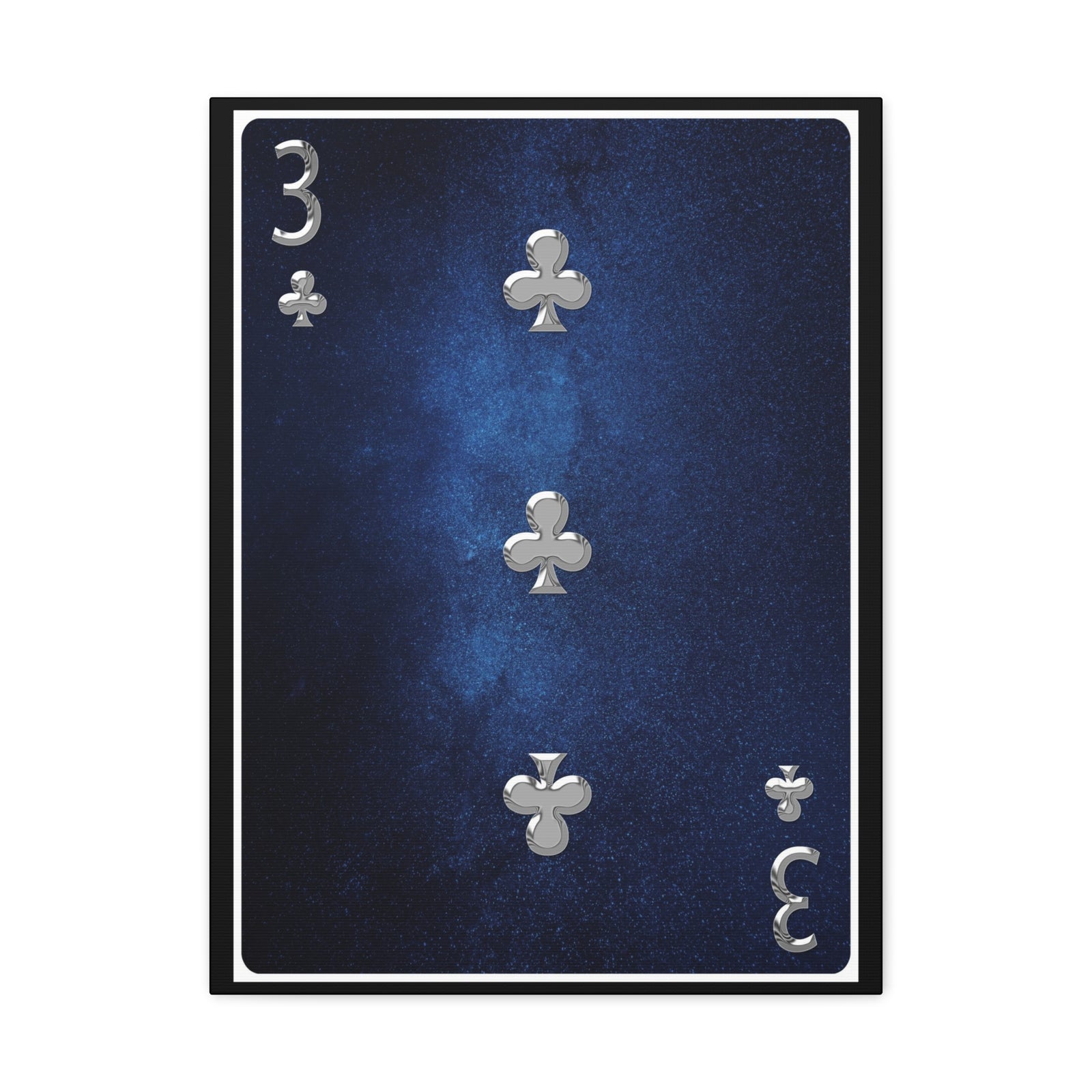 Three Of Clubs Space Background Playing Card Canvas Wall Art for Home Decor Ready-to-Hang-Express Your Love Gifts