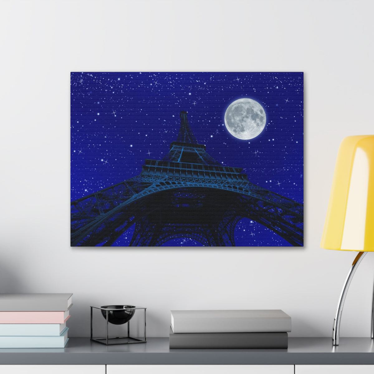 Paris Under Moonlight France Canvas Artwork High-Quality Breathtaking French City for Home Decor Ready to Hang-Express Your Love Gifts