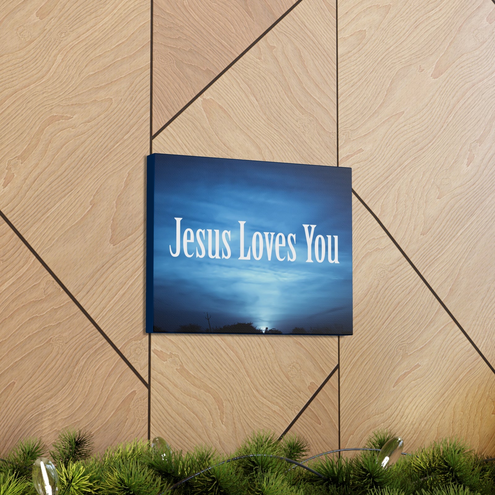 Scripture Canvas Jesus Loves You John 3:16 Dark Blue Sky Christian Wall Art Bible Verse Print Ready to Hang-Express Your Love Gifts