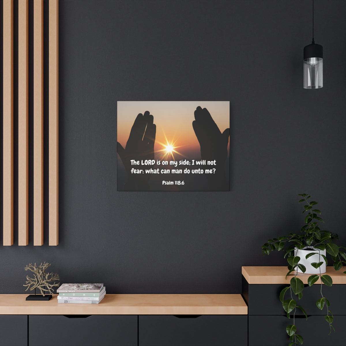 Scripture Canvas God Is On My Side Psalm 118:6 Christian Wall Art Bible Verse Print Ready to Hang-Express Your Love Gifts