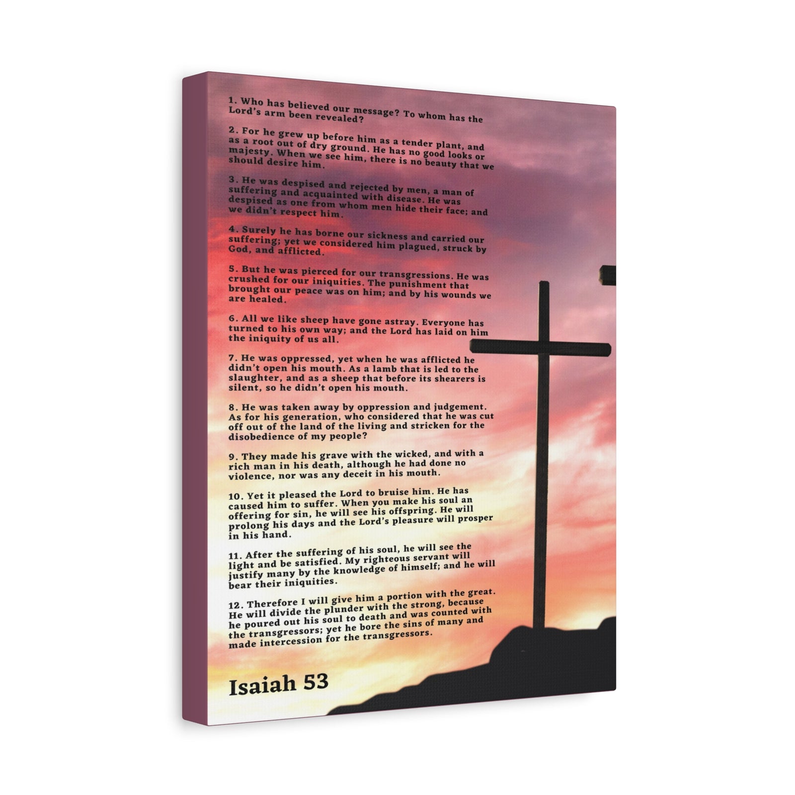 Scripture Canvas Prophecy Of Jesus Colored Isaiah 53 Christian Wall Art Bible Verse Print Ready to Hang-Express Your Love Gifts