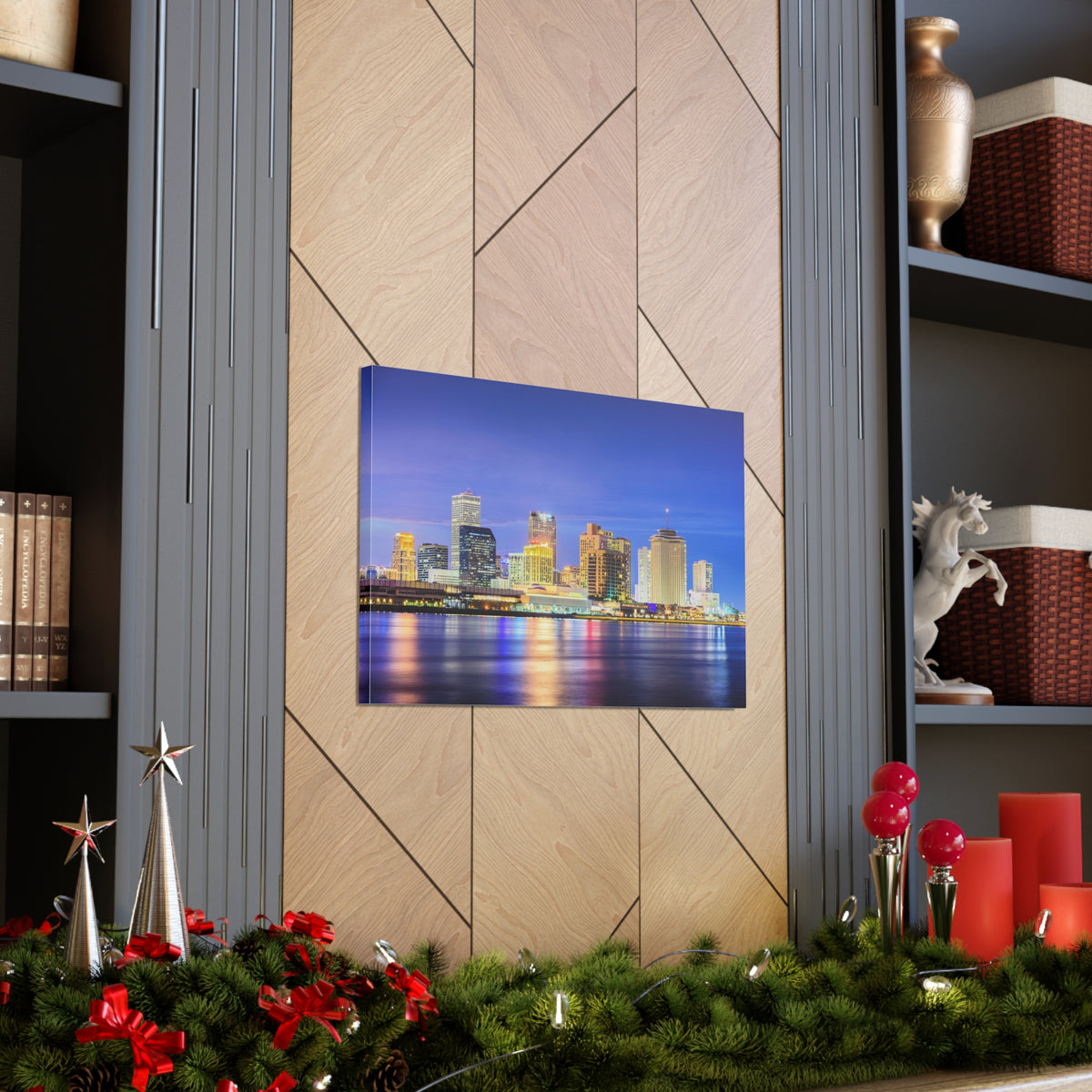 New Orleans Night Skyline Canvas Artwork High-Quality Breathtaking Stunning Cityscape for Home Decor Ready to Hang-Express Your Love Gifts