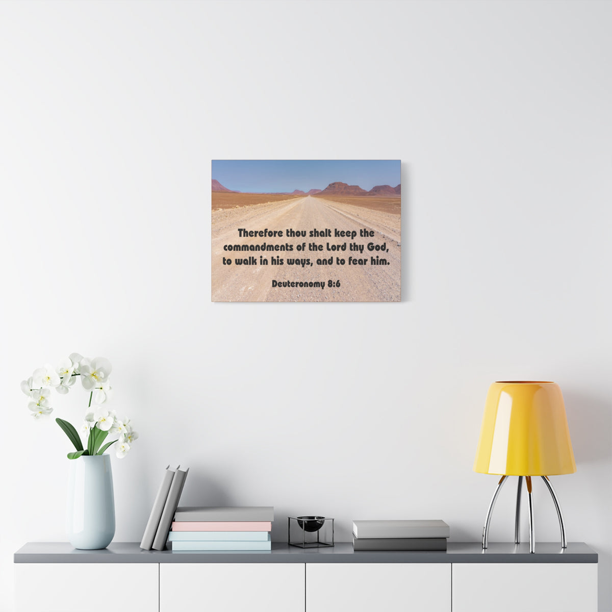 Bible Verse Canvas The Commandments of The Lord Thy God Deuteronomy 8:6 Christian Home Décor Wall Art Scripture Ready to Hang Faith Print-Express Your Love Gifts