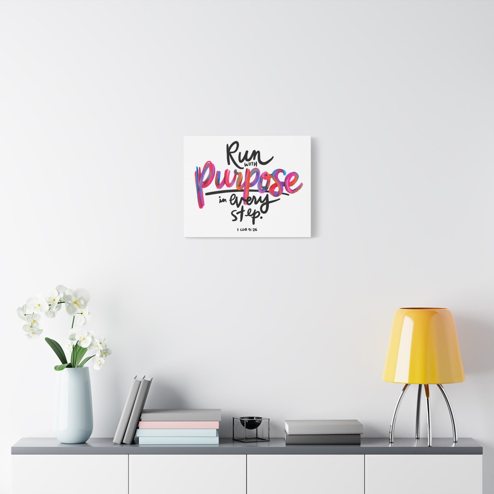 Scripture Canvas Run With Purpose 1 Corinthians 9:26 Christian Wall Art Bible Verse Print Ready to Hang-Express Your Love Gifts