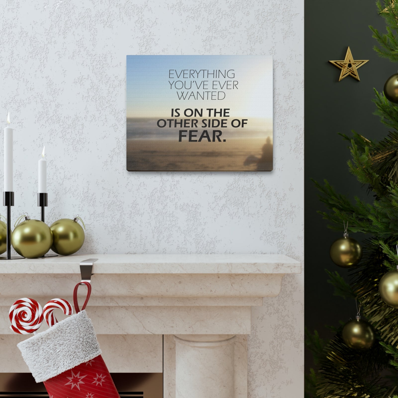 Inspirational Quote Canvas Everything You've Ever Wanted Wall Art Motivational Motto Inspiring Prints Artwork Decor Ready to Hang-Express Your Love Gifts