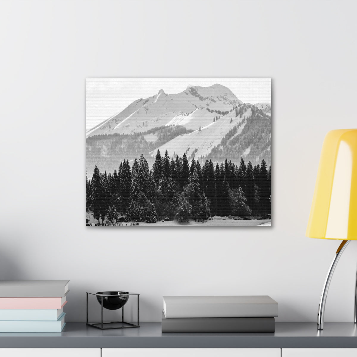 Winter Forest Mountain Black And White Nature Wilderness Photography Canvas Wall Art for Home Decor Ready-to-Hang-Express Your Love Gifts