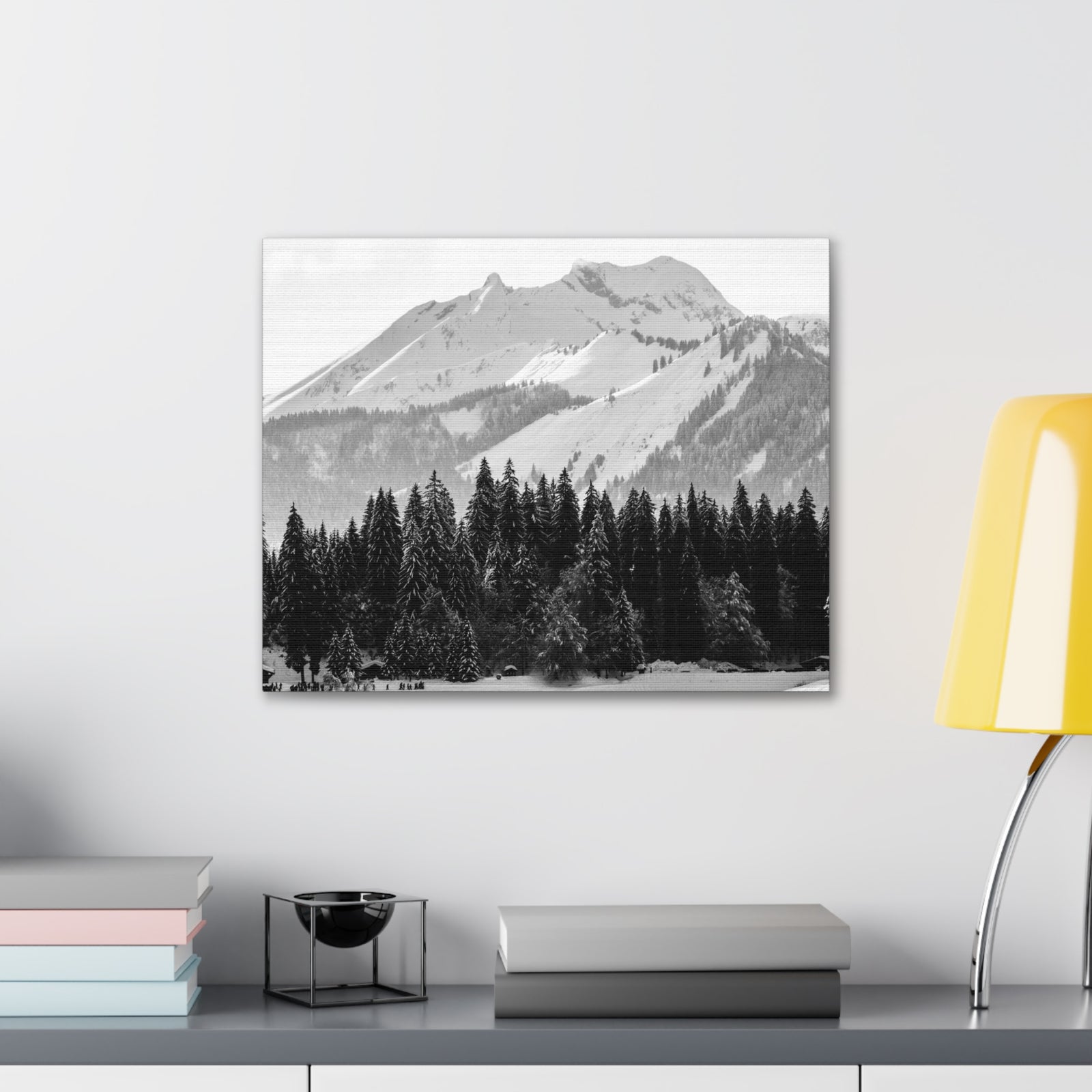 Winter Forest Mountain Black And White Nature Wilderness Photography Canvas Wall Art for Home Decor Ready-to-Hang-Express Your Love Gifts