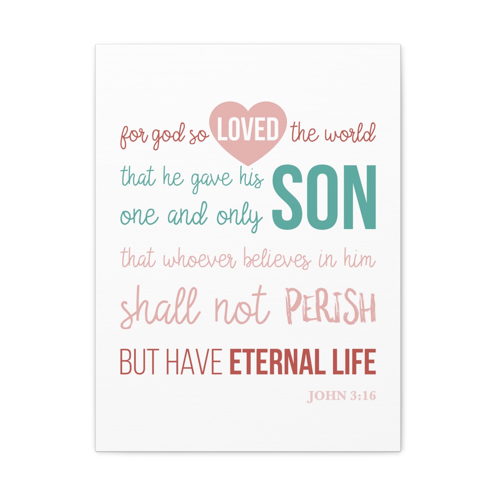 Scripture Canvas For God So Love John 3:16 Christian Wall Art Bible Verse Print Ready To Hang-Express Your Love Gifts