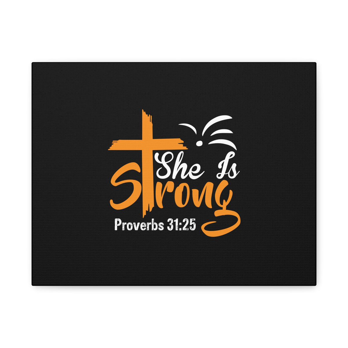 Scripture Canvas She Is Strong Orange Proverbs 31:25 Christian Wall Art Bible Verse Print Ready to Hang-Express Your Love Gifts