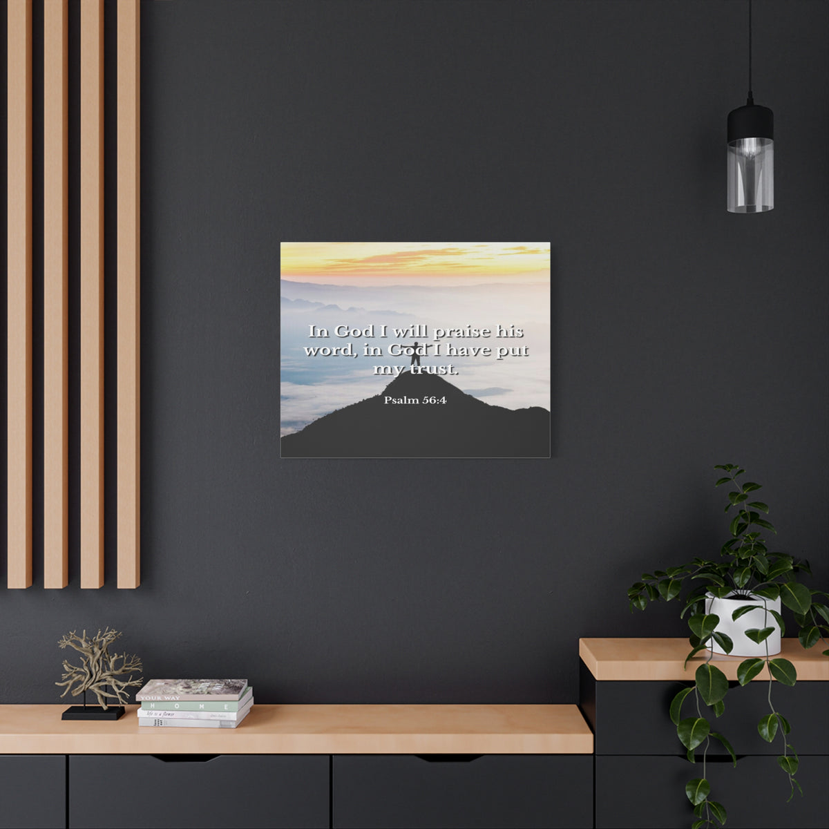 Scripture Canvas Praise His Word Psalm 56:4 Christian Wall Art Bible Verse Print Ready to Hang-Express Your Love Gifts