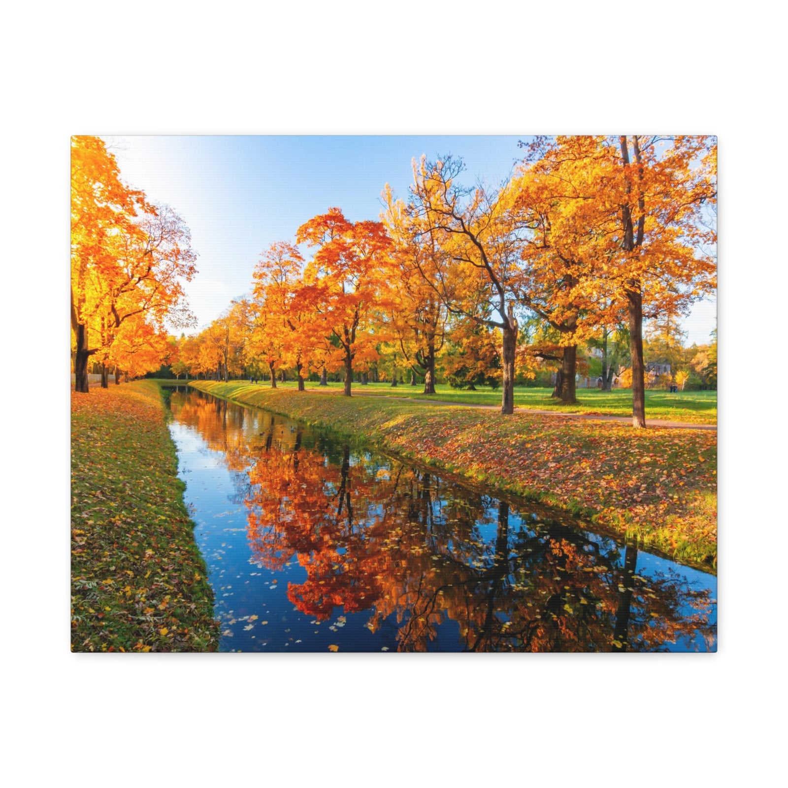 Obvodny Canal in Autumn Forest Floral Nature Photography Canvas Wall Art for Home Decor Ready-to-Hang-Express Your Love Gifts