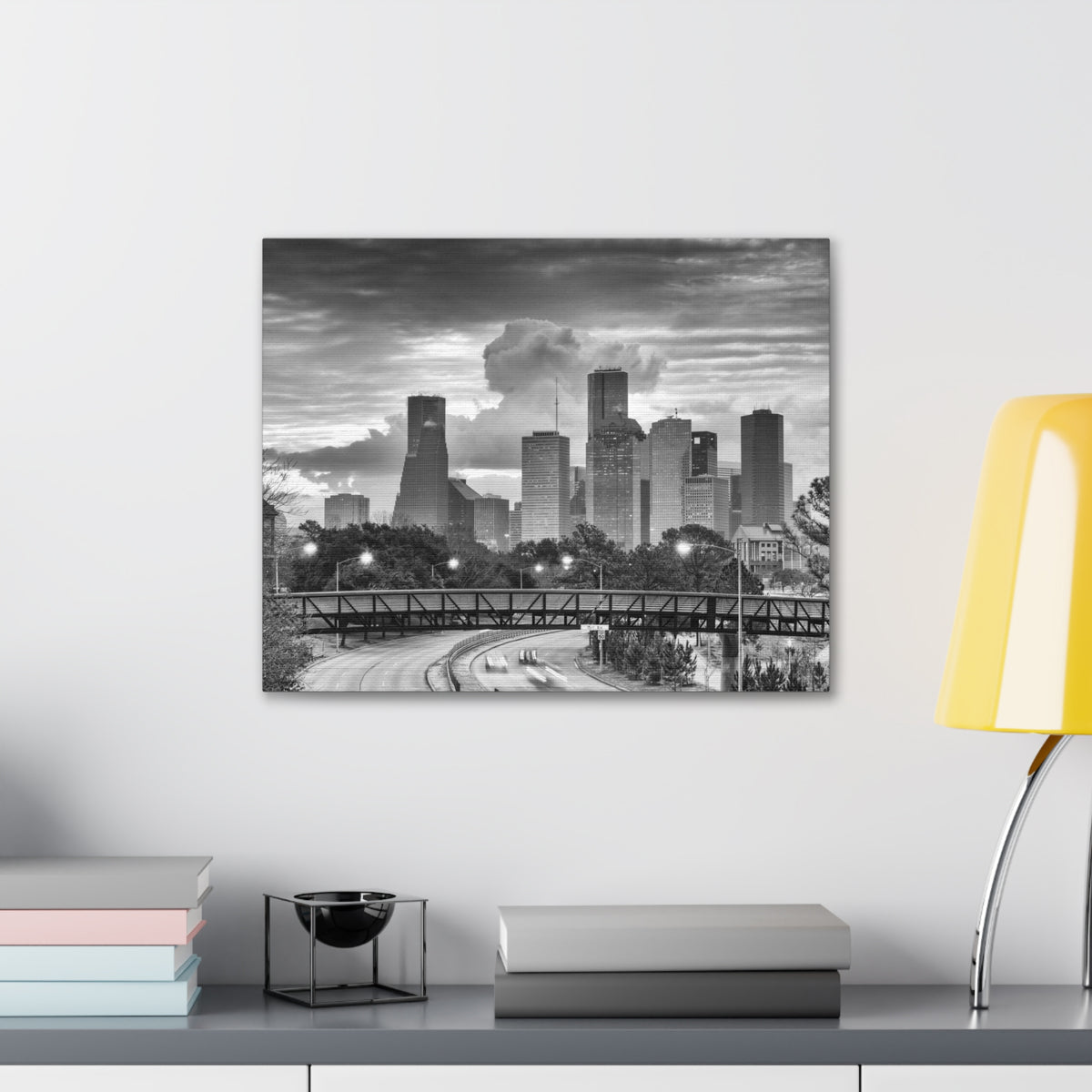 Houston Black And White Skyline Canvas Artwork High-Quality Breathtaking Stunning Cityscape for Home Decor Ready to Hang-Express Your Love Gifts